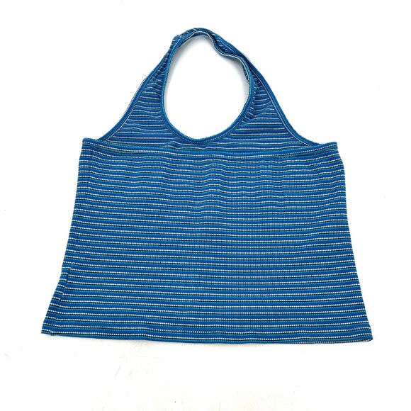 ANTHROPOLOGIE Pilcro Blue White Striped Textured Scoop Neck Halter Top Size XL - Picture 6 of 8